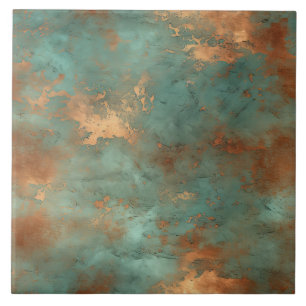 Carreau Cuivre Patina Rustique en céramique métallique