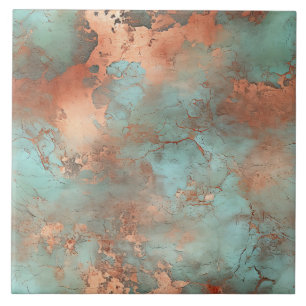 Carreau Cuivre Patina Rustique en céramique métallique
