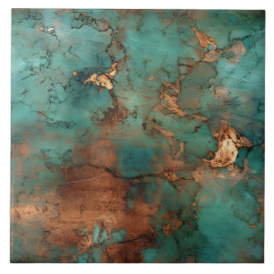 Carreau Cuivre Patina Rustique en céramique métallique