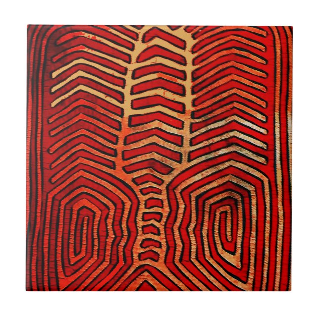 Carreau Cuna Indian Tribal Lobster Squelette (Devant)