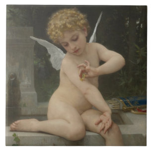 Carreau Cupidé avec papillon (par Bouguereau)