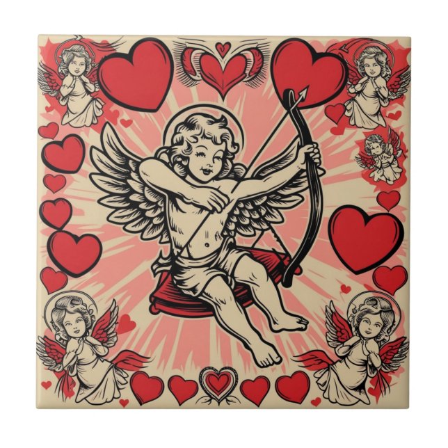 Carreau Cupidon vintage d'amour (Devant)