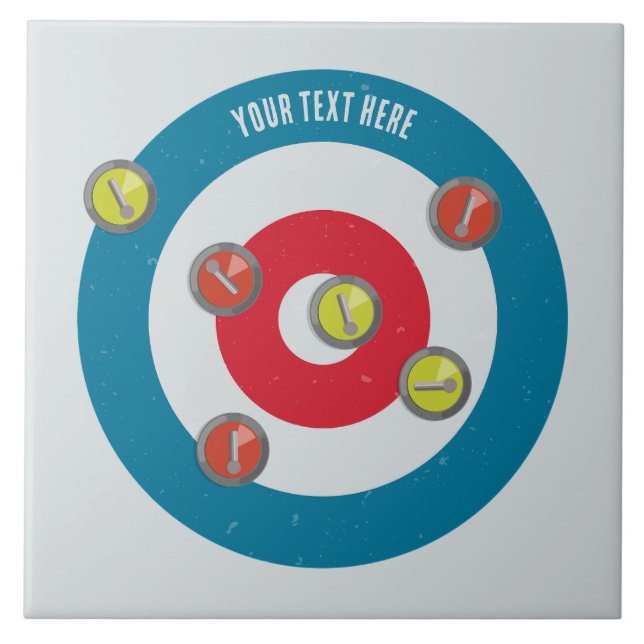 Carreau curling Maison et pierres de curling vue du haut (Devant)