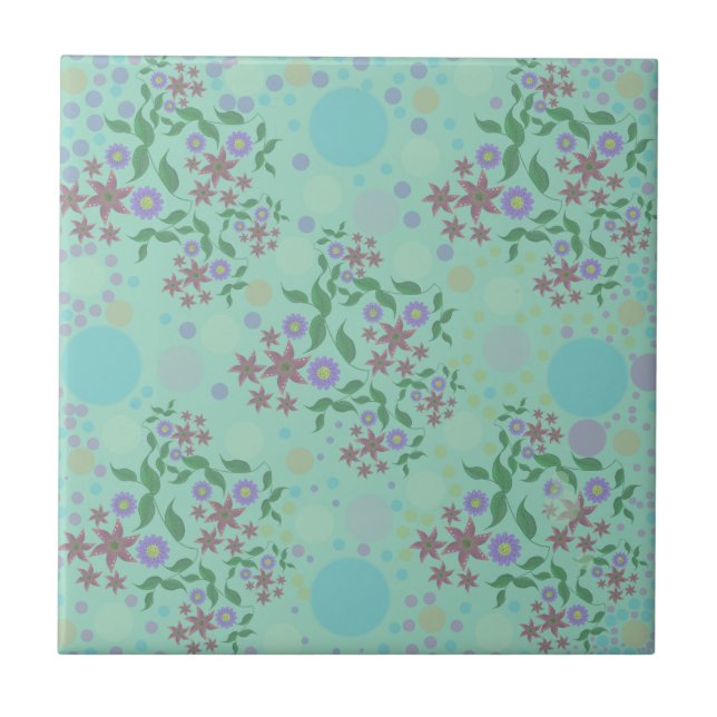Carreau Custom Cute Kidcore Confetti Floral & Vine Pattern (Devant)
