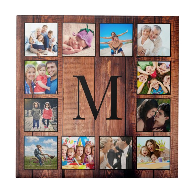 Carreau Custom Family Photo Collage Reclaimed Wood (Devant)