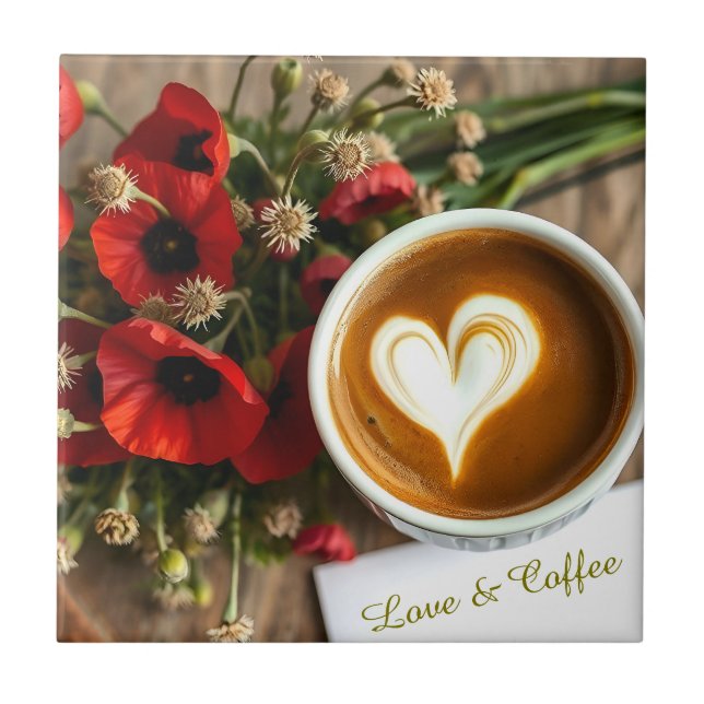 Carreau Custom Love & Coffee Cup with White Foam Heart (Devant)