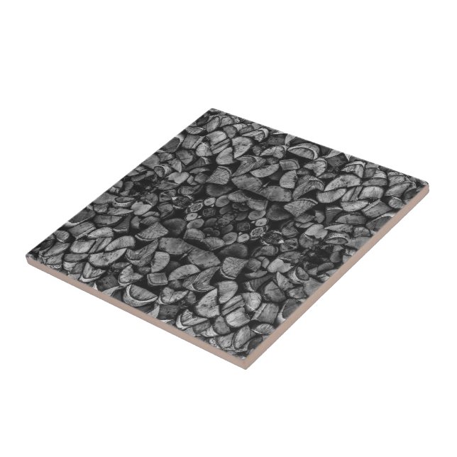 Carreau Cut Tree Logs Stacked Together Black & White Photo (Côté)