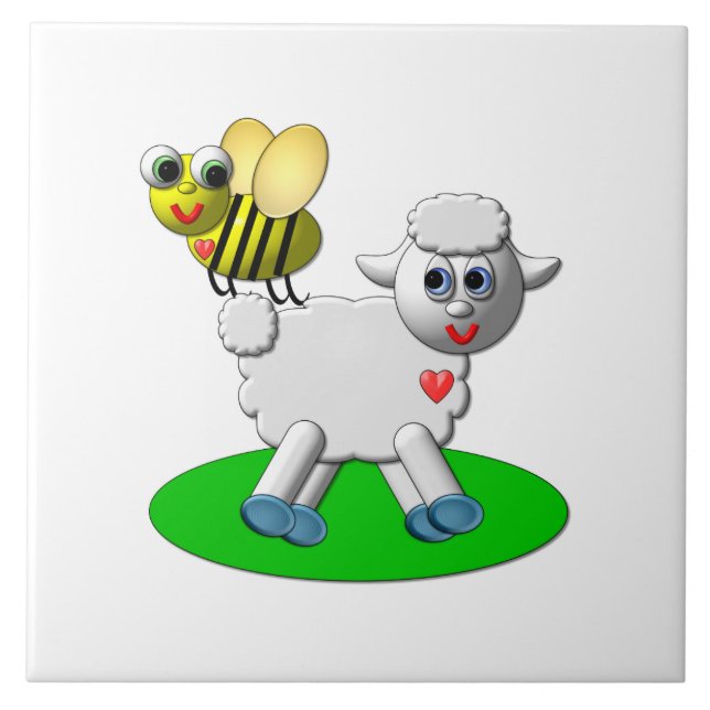 Carreau Cute 3-D Look Bee and Lamb (Devant)