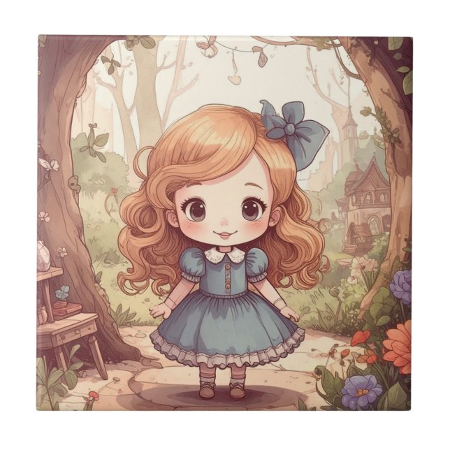 Carreau Cute Alice Adventures Wonderland Woodland Art (Devant)