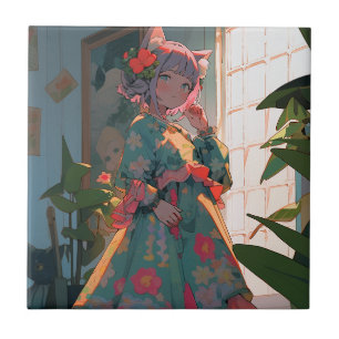 Carreau Cute Anime Catgirl