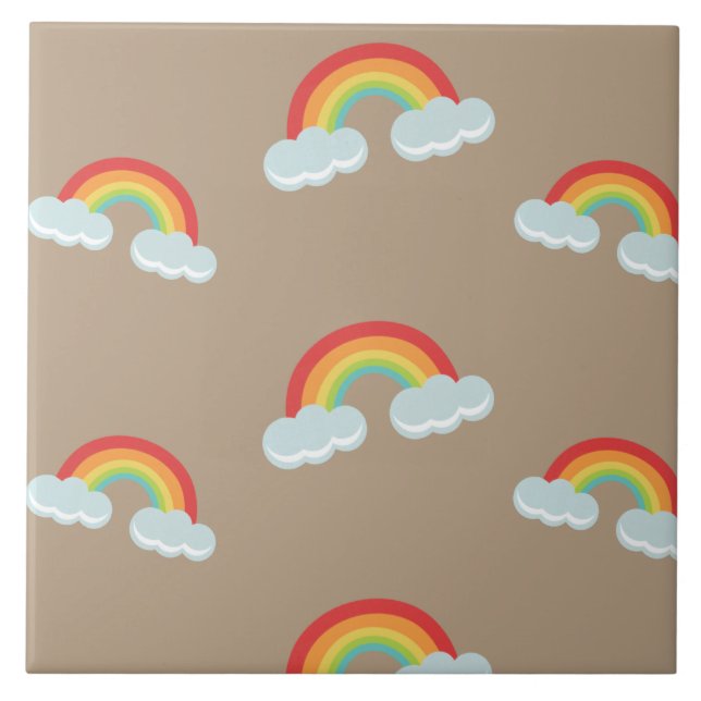 Carreau Cute arc-en-ciel avec Motif nuages (Devant)