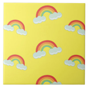 Carreau Cute arc-en-ciel avec Motif nuages