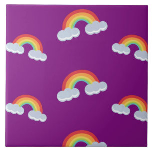 Carreau Cute arc-en-ciel avec Motif nuages