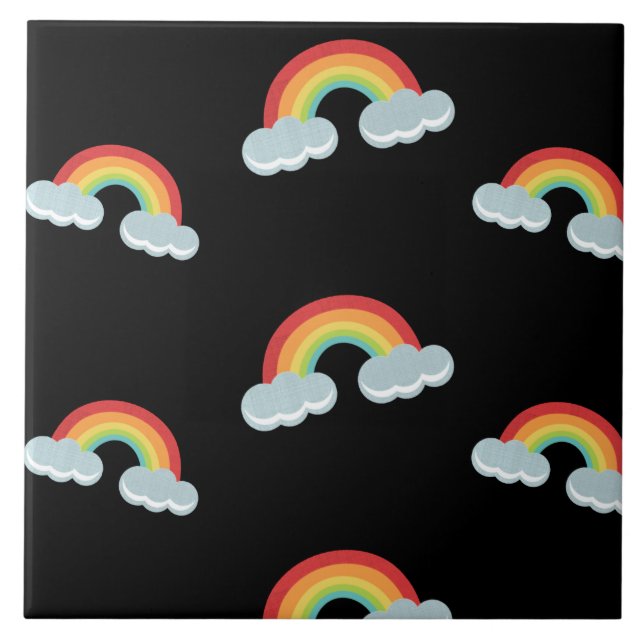 Carreau Cute arc-en-ciel avec Motif nuages (Devant)