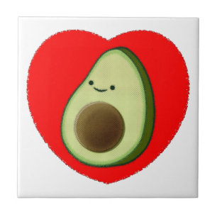 Carreau Cute Avocado Dans Le Coeur Rouge