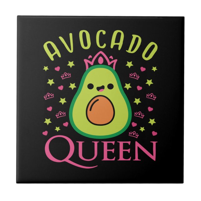 Carreau Cute Avocado Queen with Heart Keto Girl Cooking  (Devant)