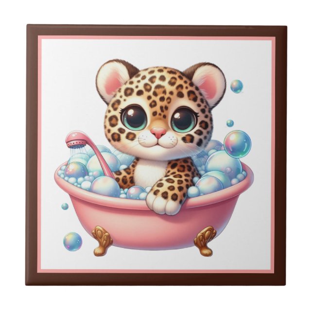 Carreau Cute bathtub bathroom leopard (Devant)