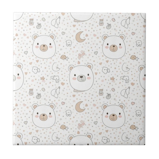 Carreau Cute Bear and Hearts -- Pastel Nursery (9) (Devant)