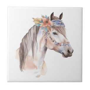 Carreau Cute boho aquarelle hippie design cheval