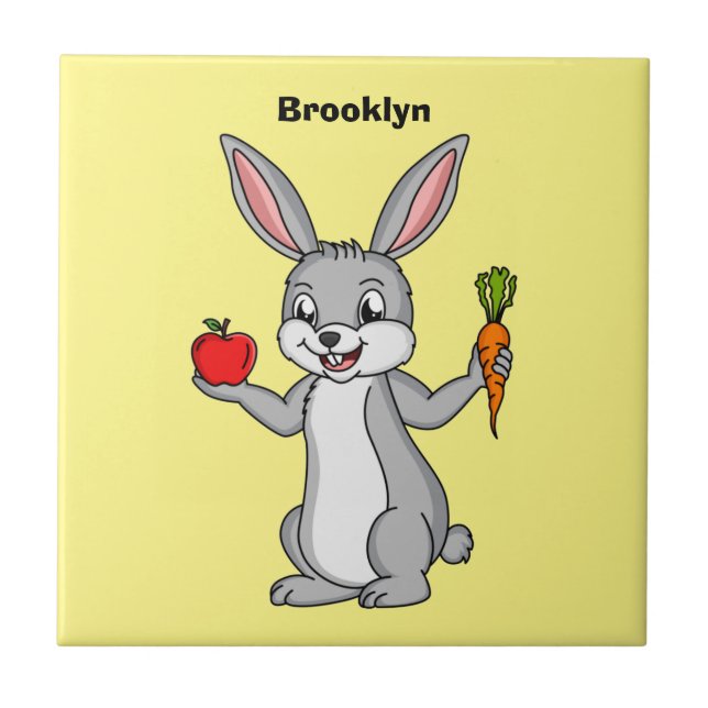 Carreau Cute bunny rabbit with vegetables (Devant)