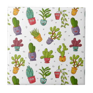 Carreau Cute Cactus Nature Succulents Motif