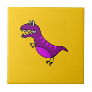 Carreau Cute cartoon angry purple dinosaure