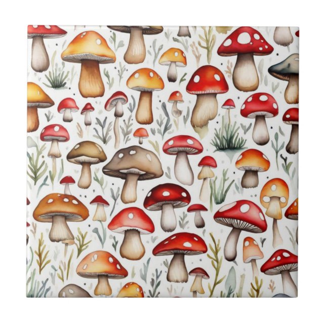 Carreau Cute champignons feuille cottage design (Devant)