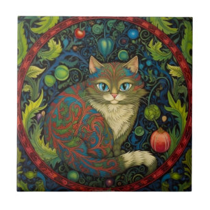 Carreau Cute Cheshire Chat style Art nouveau