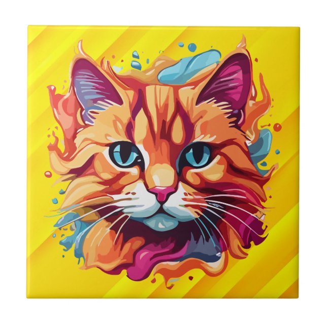 Carreau Cute Colorful Chat Face-87002 (Devant)