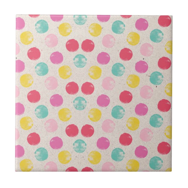 Carreau Cute Colorful Polka Dot Pattern (Devant)
