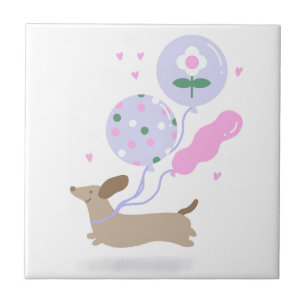 Carreau Cute Dachshund Weiner Amoureux des chiens Party ro