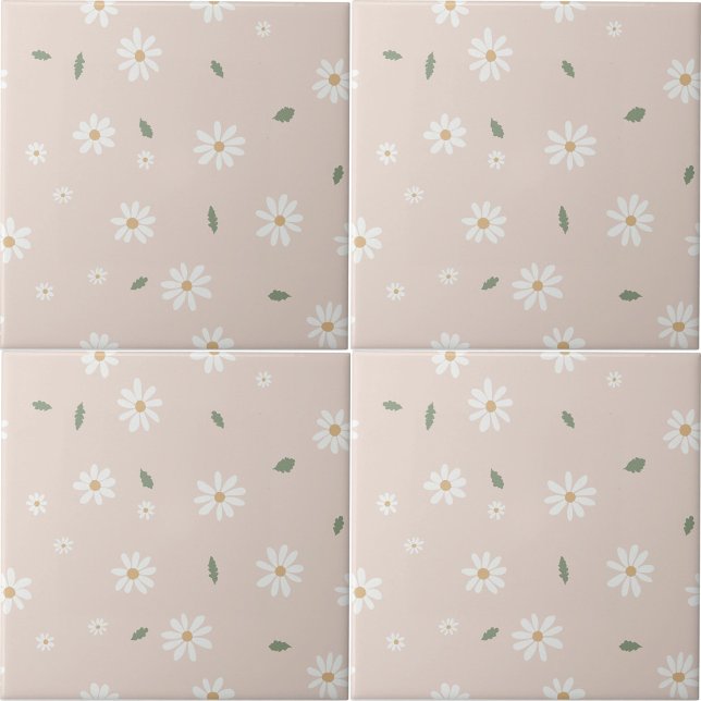 Carreau Cute Daisy Floral Blossoms & Greenery Girl Nursery (Cute Daisy Floral Blossoms & Greenery Girl Nursery Ceramic Tile)