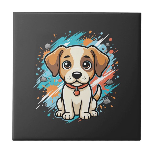 Carreau Cute Dog Paint Splash Vector Art_1 (Devant)