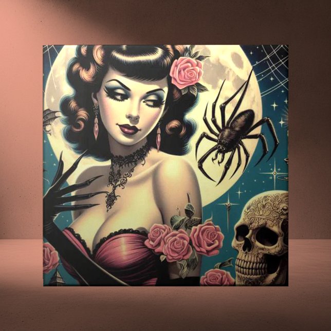 Carreau Cute fille Goth Vintage (Créateur téléchargé)