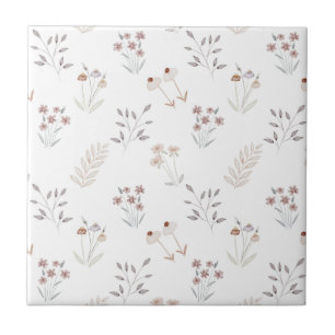 Carreau Cute Floral Elegant Wildflowers Ceramic Tile