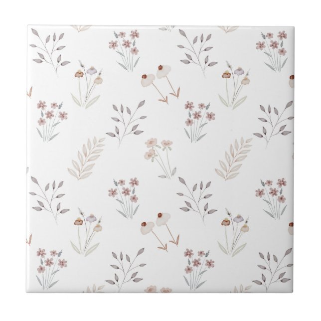 Carreau Cute Floral Elegant Wildflowers Ceramic Tile (Devant)
