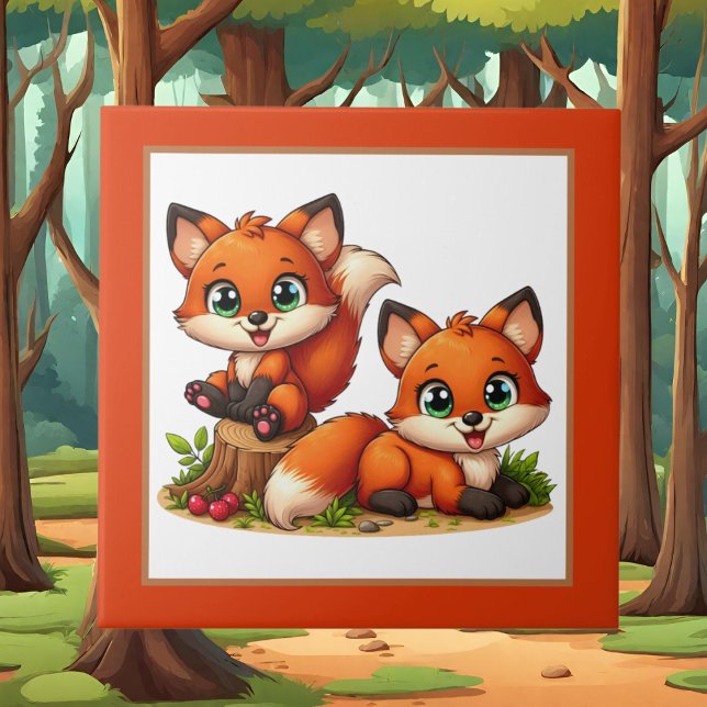Carreau Cute fox amoureux animal (Créateur téléchargé)