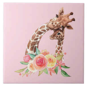 Carreau Cute Giraffe Aquarelle Maman & Bébé Carrelage céra