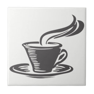Carreau Cute Grey Coffee Cup Cuisine Design graphique