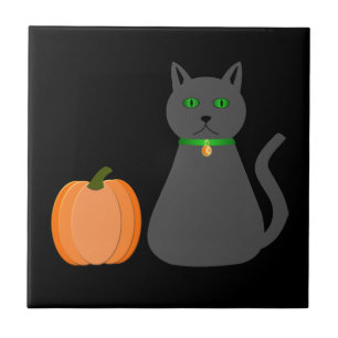 Carreau Cute Halloween Chat et Citrouille