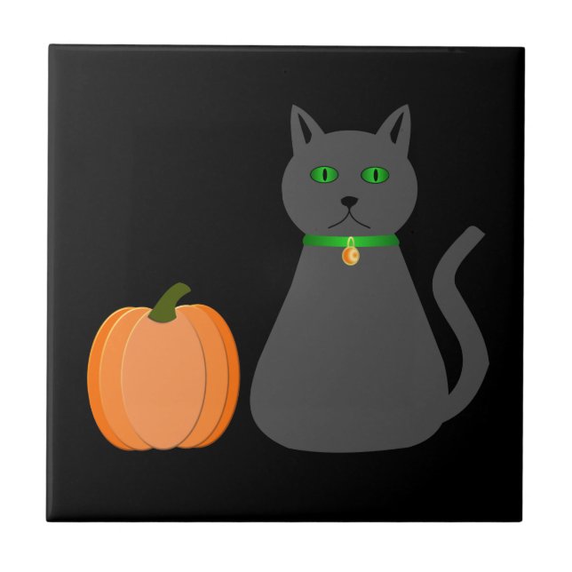Carreau Cute Halloween Chat et Citrouille (Devant)