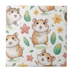 Carreau Cute hamsters dansant sans couture motif