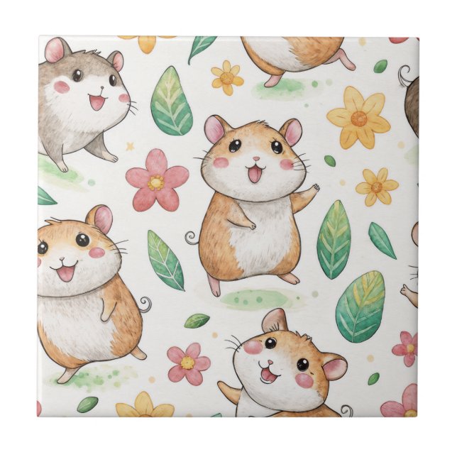 Carreau Cute hamsters dansant sans couture motif (Devant)