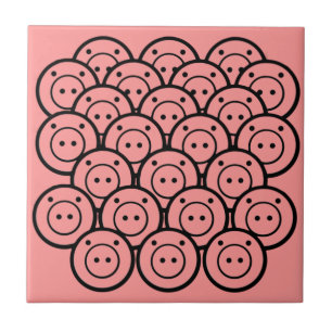Carreau Cute Kawaii Pink Piglets & Piglets Motif Vector Ar