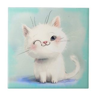 Carreau Cute Kitten blanc