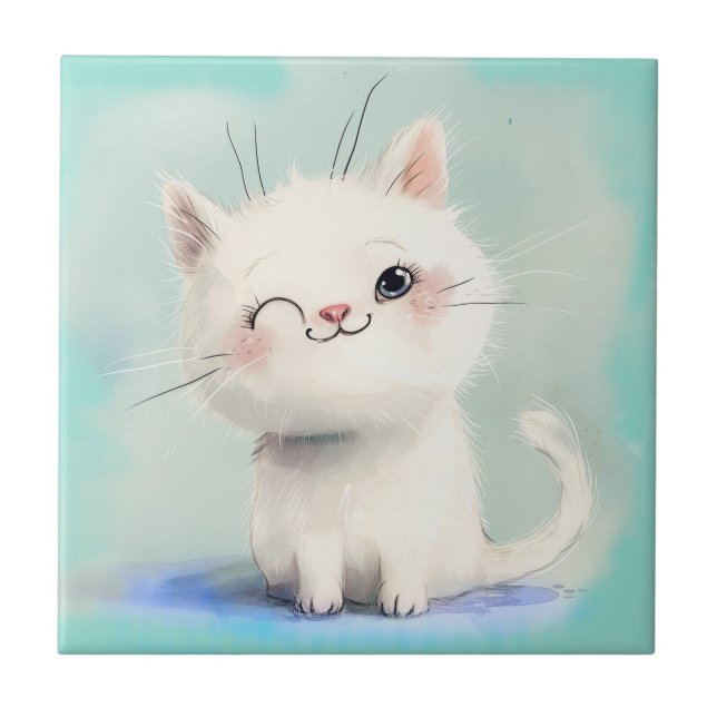 Carreau Cute Kitten blanc (Devant)