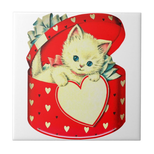 Carreau Cute Kitten Coeur Vintage Chat Retro Kitty (Devant)