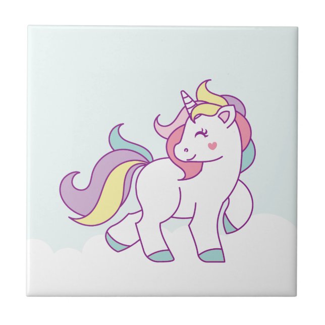 Carreau Cute Magique Unicorn Pastel couleur personnalisée (Devant)