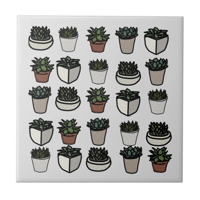 Carreau Cute mini motif succulent (Devant)