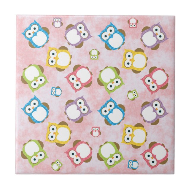 Carreau Cute Owls, Owl Pattern, Colorful Owls, Baby Owls (Devant)